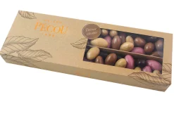 Amandes grillées Pécou Trésor Cacao enrobées de chocolats Ruby noir lait et doré