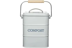 Bac à compost KitchenCraft Living Nostalgia en acier gris 3L