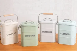 Bac à compost KitchenCraft Living Nostalgia en acier gris 3L