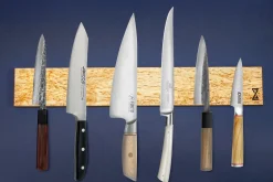 Barre aimantée artisanale Essences Creations en bouleau madré 43cm - 6 places