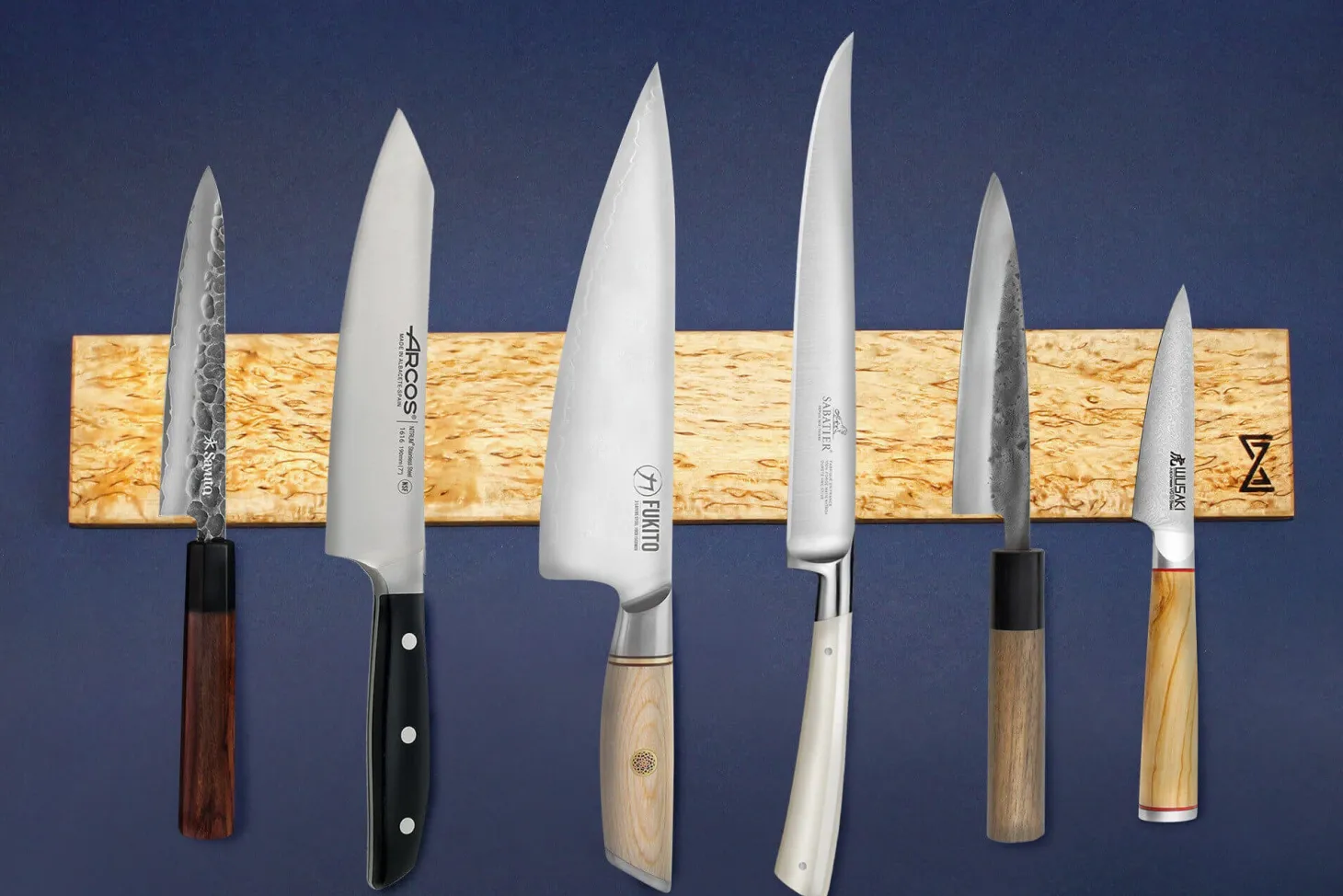 Barre aimantée artisanale Essences Creations en bouleau madré 43cm - 6 places
