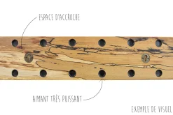 Barre aimantée artisanale Essences Creations en hêtre et résine 50cm - 6 places