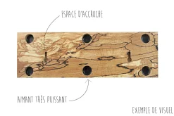 Barre aimantée artisanale Essences Creations en hêtre et résine 30cm - 3 places