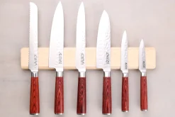 Barre aimantée en érable Guillaume Léonard pour 6 couteaux de cuisine - 40x6,5cm