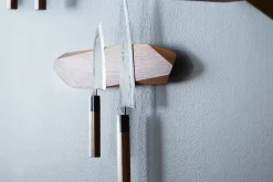 Barre magnétique artisanale haut de gamme Noyer 60cm pour 8 couteaux