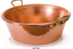 Bassine à confiture Mauviel M'Passion en cuivre martelé et montures en bronze
