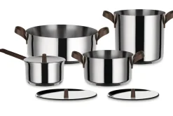 Batterie de cuisine Alessi Edo 7 pièces acier inox 18/10 design par Patricia Urquiola