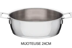 Batterie de cuisine Alessi Pots&Pans 7 pièces tout inox 18/10 design par Jasper Morrison