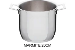 Batterie de cuisine Alessi Pots&Pans 7 pièces tout inox 18/10 design par Jasper Morrison
