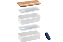 Bento Akinod 11:46 blanc avec couvercle en acacia 1,4L