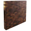 Billot de cuisine Wusaki en bois de noyer damier - 35 x 35 x 4 cm