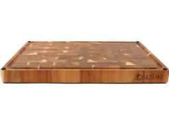 Billot de cuisine Wusaki en bois d'acacia réversible damier 48 x 35 x 3,8cm