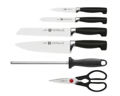 Bloc couteaux bois naturel 6 pièces Zwilling Four Star lames forgées