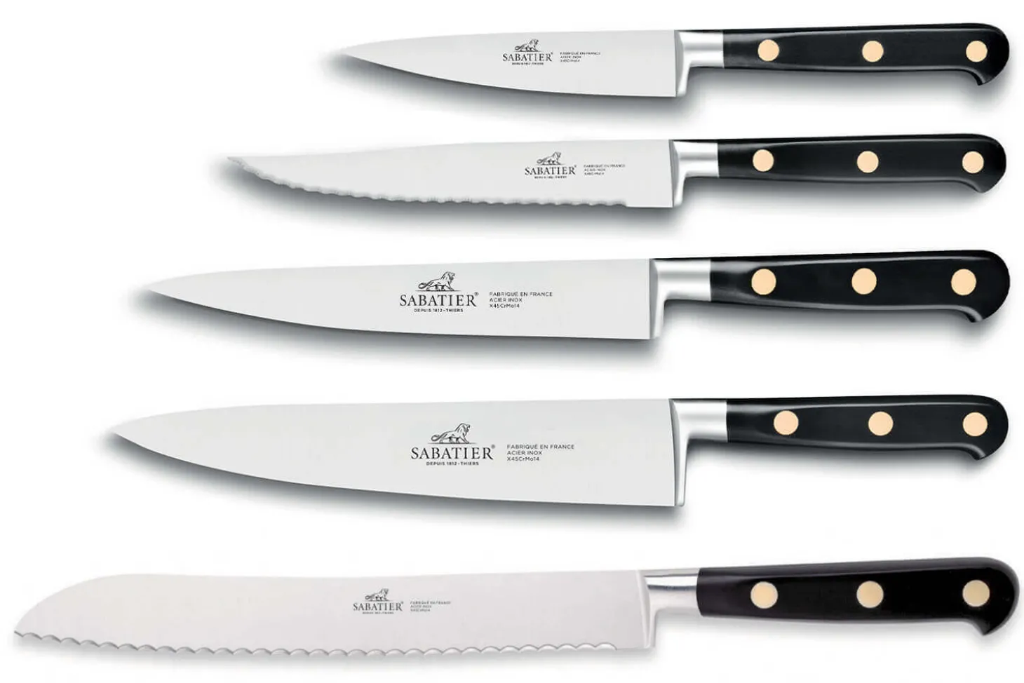 Bloc 5 couteaux de cuisine Sabatier Cambridge en frêne Chef + ciseaux