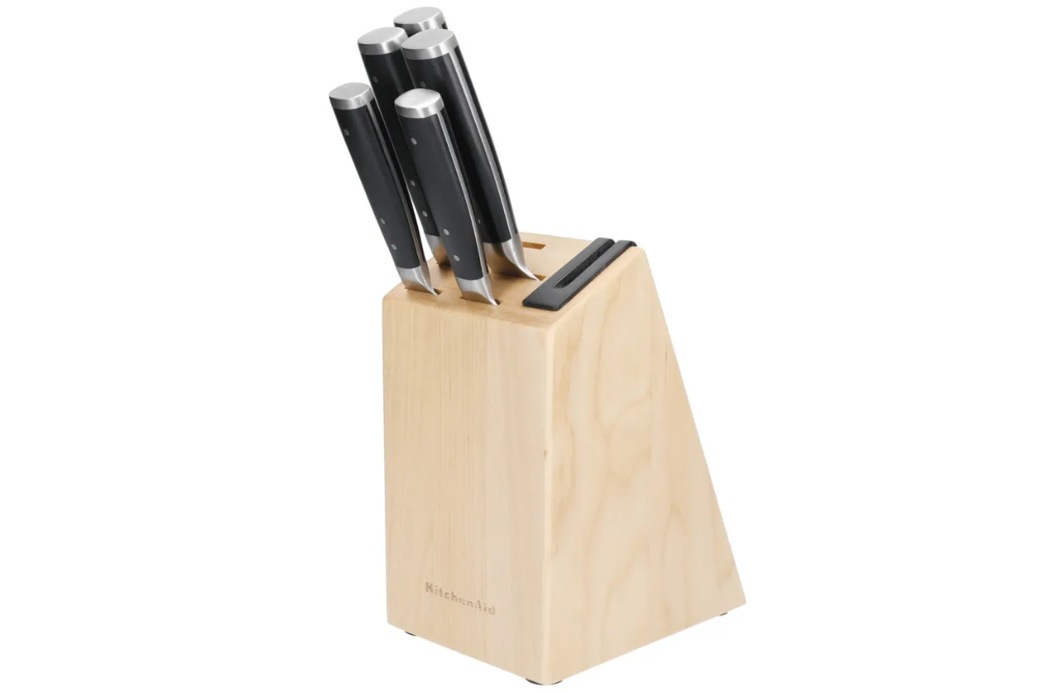 Bloc 5 couteaux Kitchen Aid Gourmet en bois de bouleau