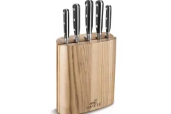 Bloc 5 couteaux SABATIER Idéal Inox 100% forgé frêne naturel