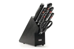 Bloc cuisine Wusthof Classic noir 7 pièces - 5 couteaux + 1 fusil et une paire de ciseaux