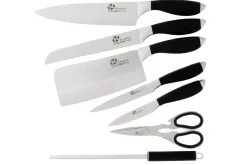 Bloc de 5 couteaux + 1 fusil + 1 ciseaux Pradel Excellence noir acier inox