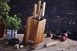 Bloc de couteaux incliné vide Beka Nomad en bois d'acacia