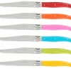 Bloc de 6 couteaux à steak microdentés Laguiole par André Verdier Printemps multicolore