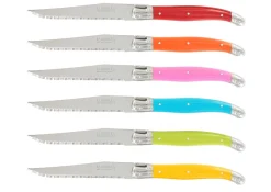 Bloc de 6 couteaux à steak microdentés Laguiole par André Verdier Printemps multicolore