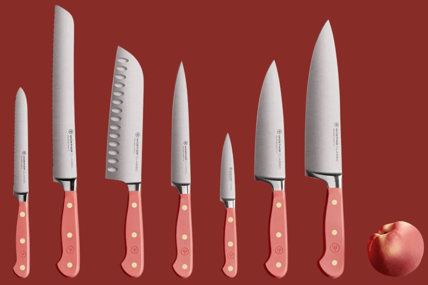 Bloc de 7 couteaux Wusthof Classic Colour Coral Peach forgés