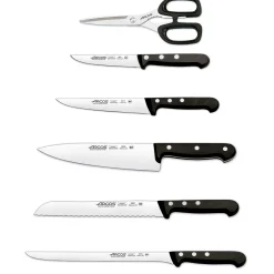 Bloc design bois de hêtre 5 couteaux + ciseaux Arcos UNIVERSAL acier inox NITRUM
