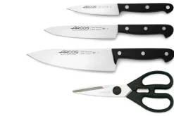 Bloc en bois de 3 couteaux de cuisine + ciseaux Arcos Universal