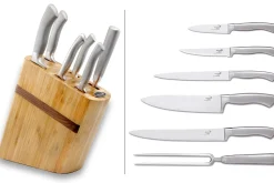 Bloc en bois de 5 couteaux + 1 fourchette Déglon Oryx design monobloc