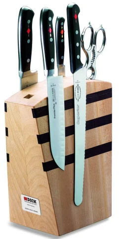 Bloc en bois magnétique 4 couteaux + 1 ciseaux DICK Premier Plus
