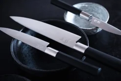 Bloc en chêne avec 8 couteaux japonais Kai Wasabi Black