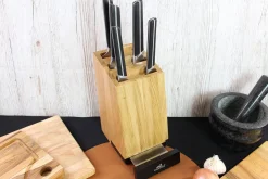 Bloc en chêne 5 couteaux cuisine Sabatier International avec support tablette intégré