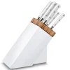 Bloc Sabatier blanc et olivier 5 couteaux forgés Toque Blanche