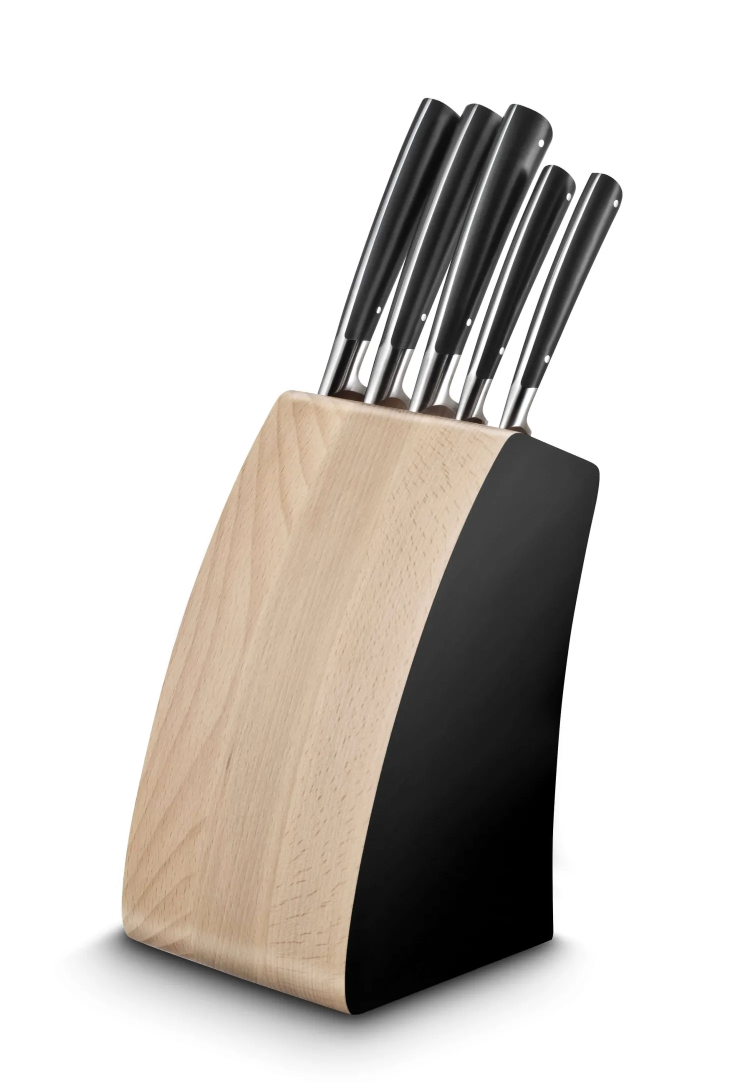 Bloc Sabatier Edonist en hêtre 5 couteaux forgés acier inox