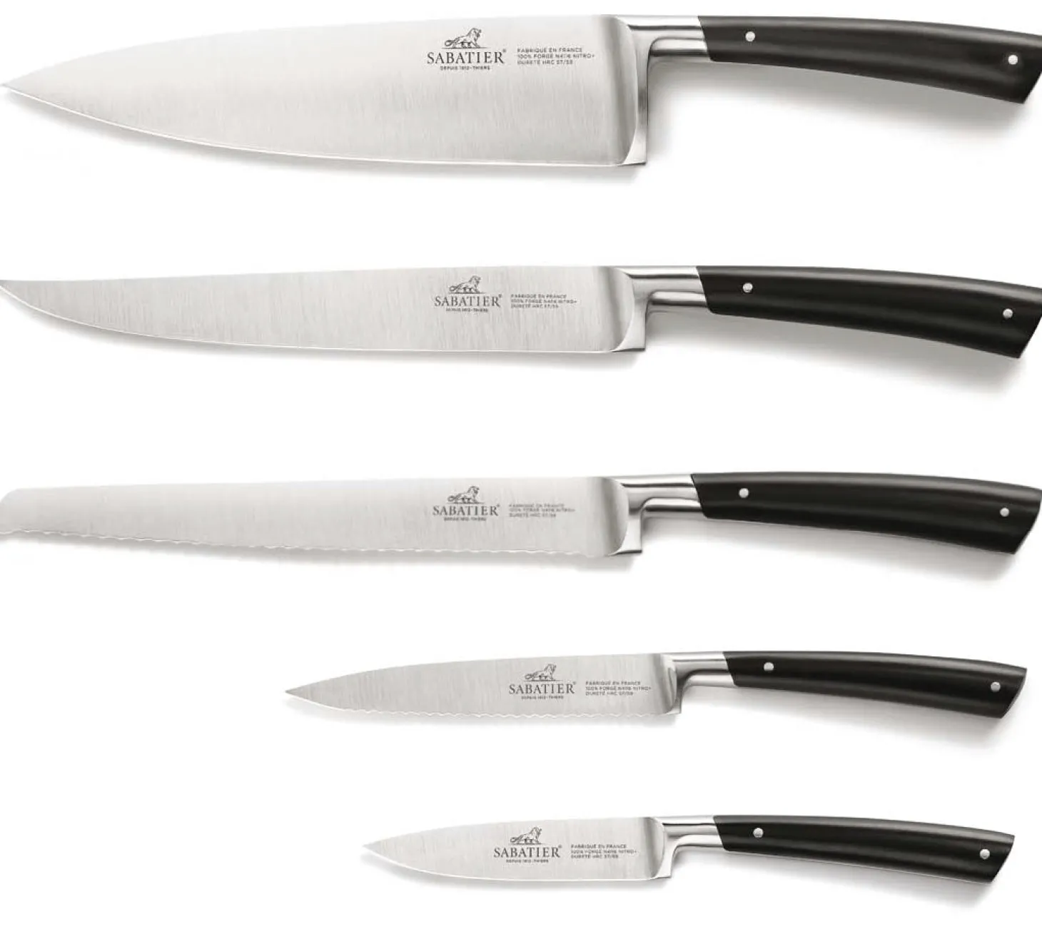 Bloc Sabatier Edonist en hêtre 5 couteaux forgés acier inox