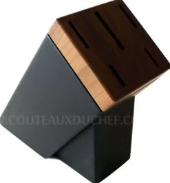 Bloc SABATIER Perigord en noyer laqué noir 5 couteaux forgés acier inox