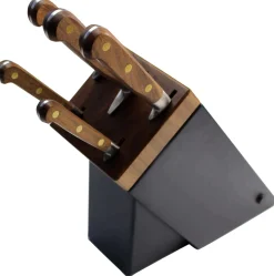 Bloc SABATIER Perigord en noyer laqué noir 5 couteaux forgés acier inox
