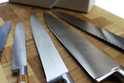 Bloc SABATIER Provençao en olivier laqué blanc 5 couteaux forgés acier inox