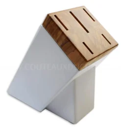 Bloc SABATIER Provençao en olivier laqué blanc 5 couteaux forgés acier inox