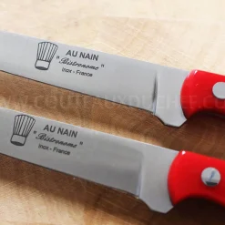 Bloc universel Au Nain Bistronome 4 couteaux à steak élégants manches rouges