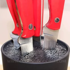 Bloc universel Au Nain Bistronome 4 couteaux à steak élégants manches rouges