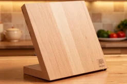 Bloc vide aimanté Artelegno Milano en bois de hêtre pour 5 couteaux de cuisine