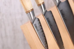 Bloc vide magnétique Fukito en hêtre massif pour 4 couteaux de cuisine