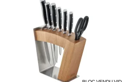 Bloc vide Rösle Move X en bois d'orme pour 6 couteaux et 1 paire de ciseaux