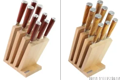 Bloc vide Wusaki en hêtre massif pour 9 couteaux de cuisine