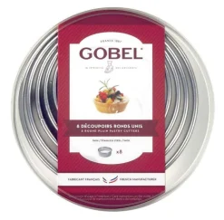 Boite de 8 découpoirs professionnels Gobel ronds unis tout inox