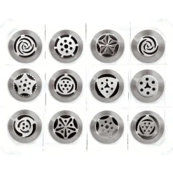 Boite de 12 douilles tout inox assorties décors fleurs