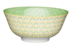 Bol en grès émaillé KitchenCraft motif géométrique vert et jaune