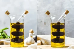 Bouteille à huile et vinaigre 2 en 1 KitchenCraft World of Flavours en verre 300ml et 100ml