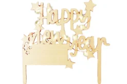 Cake topper Scrapcooking "Happy new year" en bois à LED